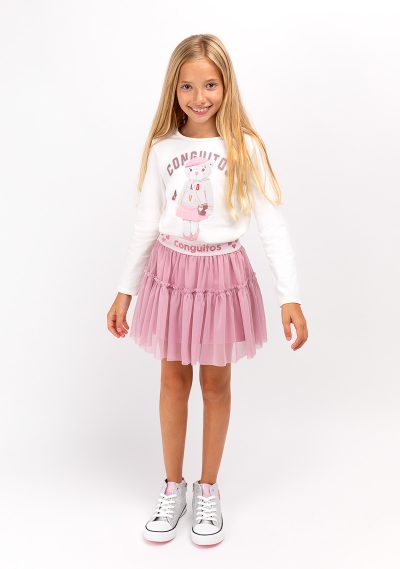Camiseta Blanca Osita para Niña Conguitos