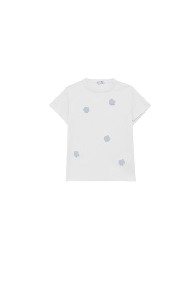 Camiseta Blanca con Flores Azules para Niña Street Monkey