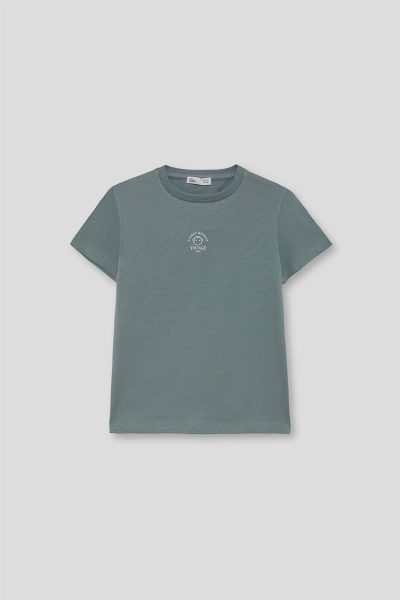 Camiseta Verde Vintage Skater para Niño Street Monkey
