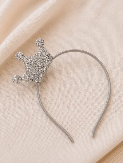 Diadema Corona Glitter Plata Siena