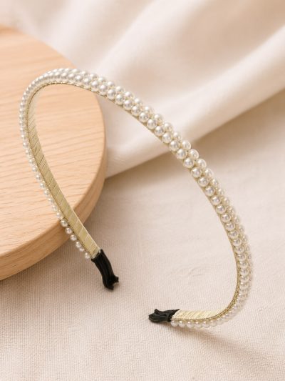 Diadema Doble Tira Con Perlas Siena