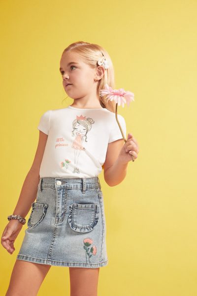 Falda Vaquera Flor para Niña Newness
