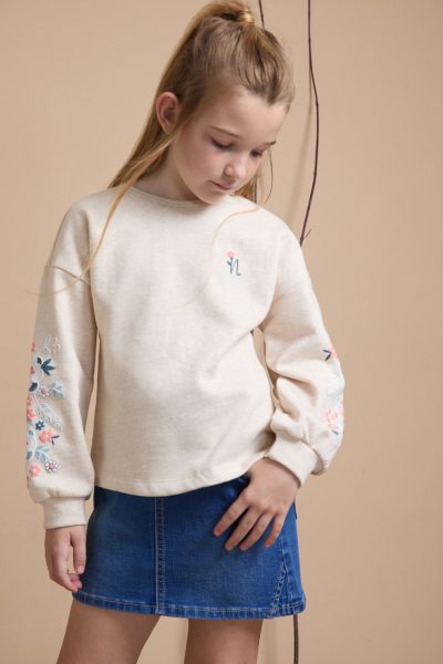 Sudadera Crudo Flores Newness