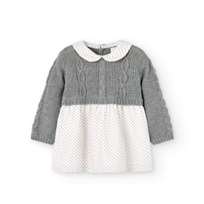 Vestido Tricotosa Gris para Niña Boboli